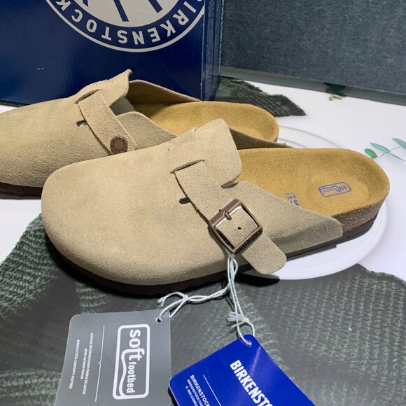 Birkenstock Boston Elegance Unisex Shoes, Taupe Suede - Picture 1 of 4